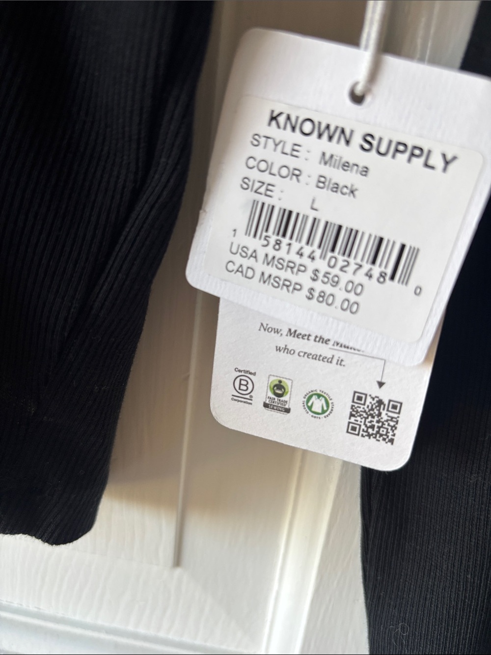 Known Supply Long-Sleeve V-Neck Black Women's Top Size L - Picture 2 of 6